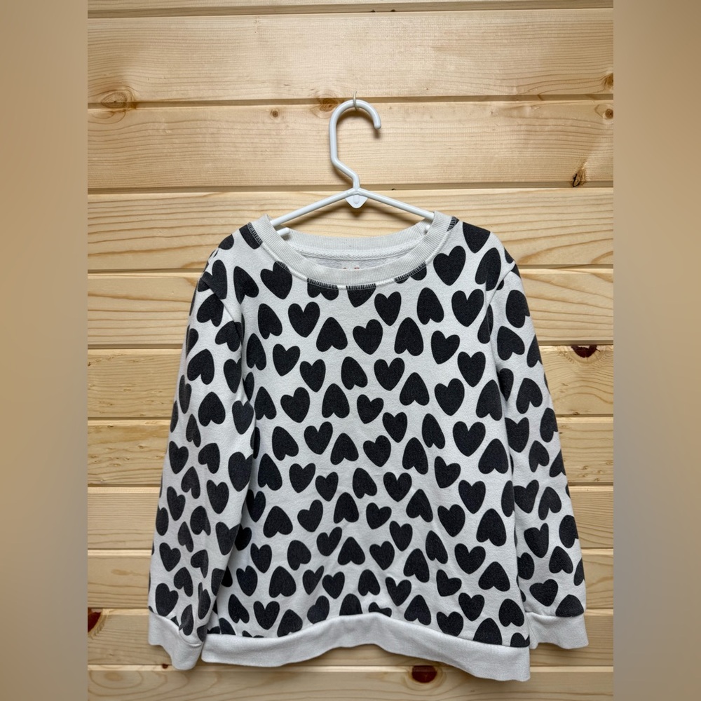 Cat & Jack White Sweater with Black Heart Design